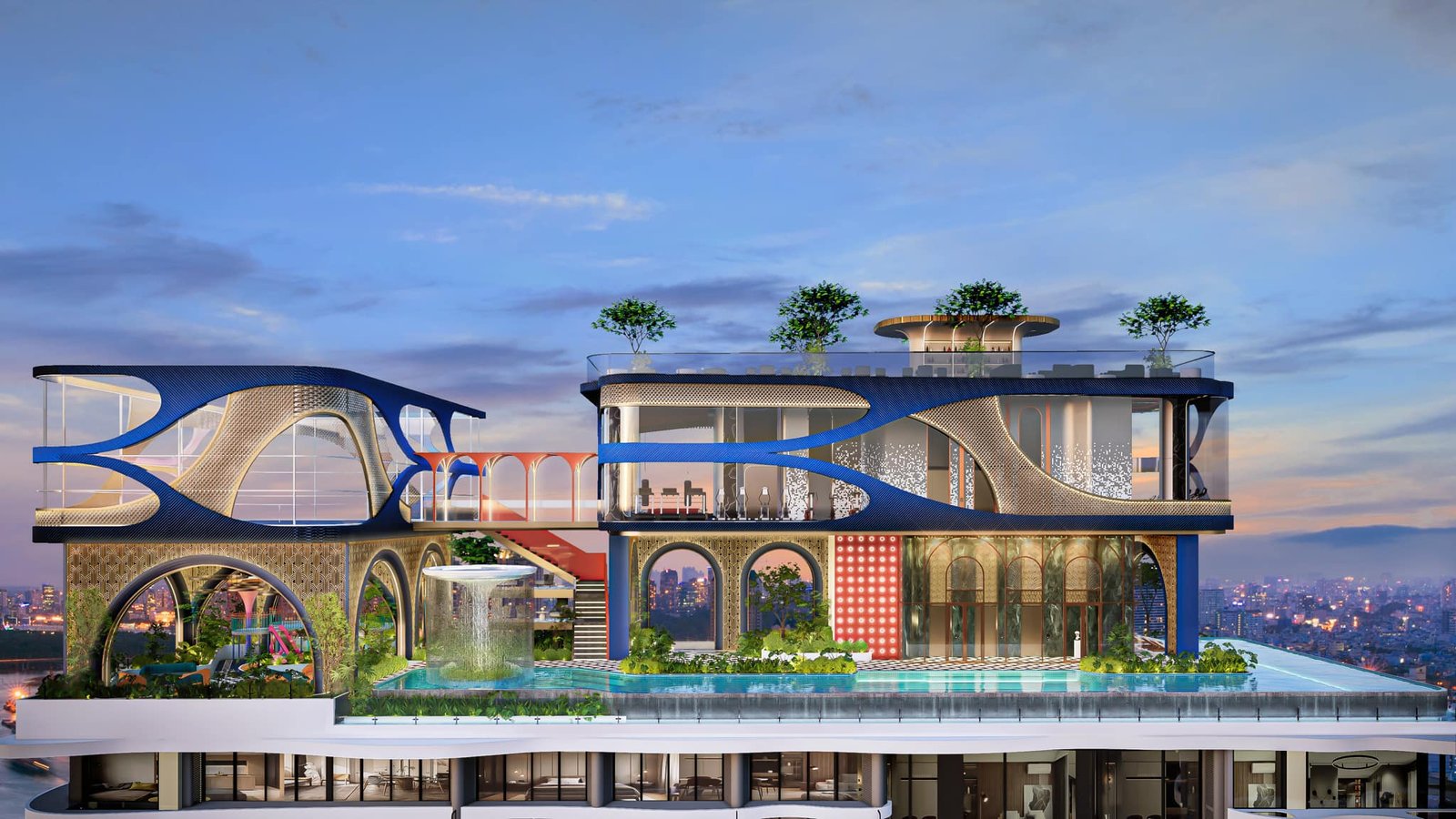 Vue de la piscine sur le toit a Time Square Phnom Penh